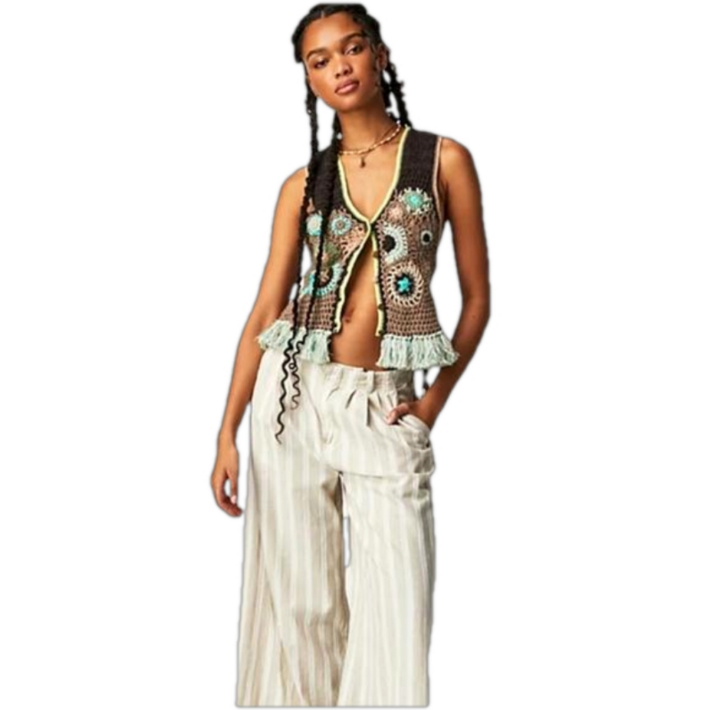 Free People Desert Rose Crochet Vest  *Sold Out Style NWT Sz XS